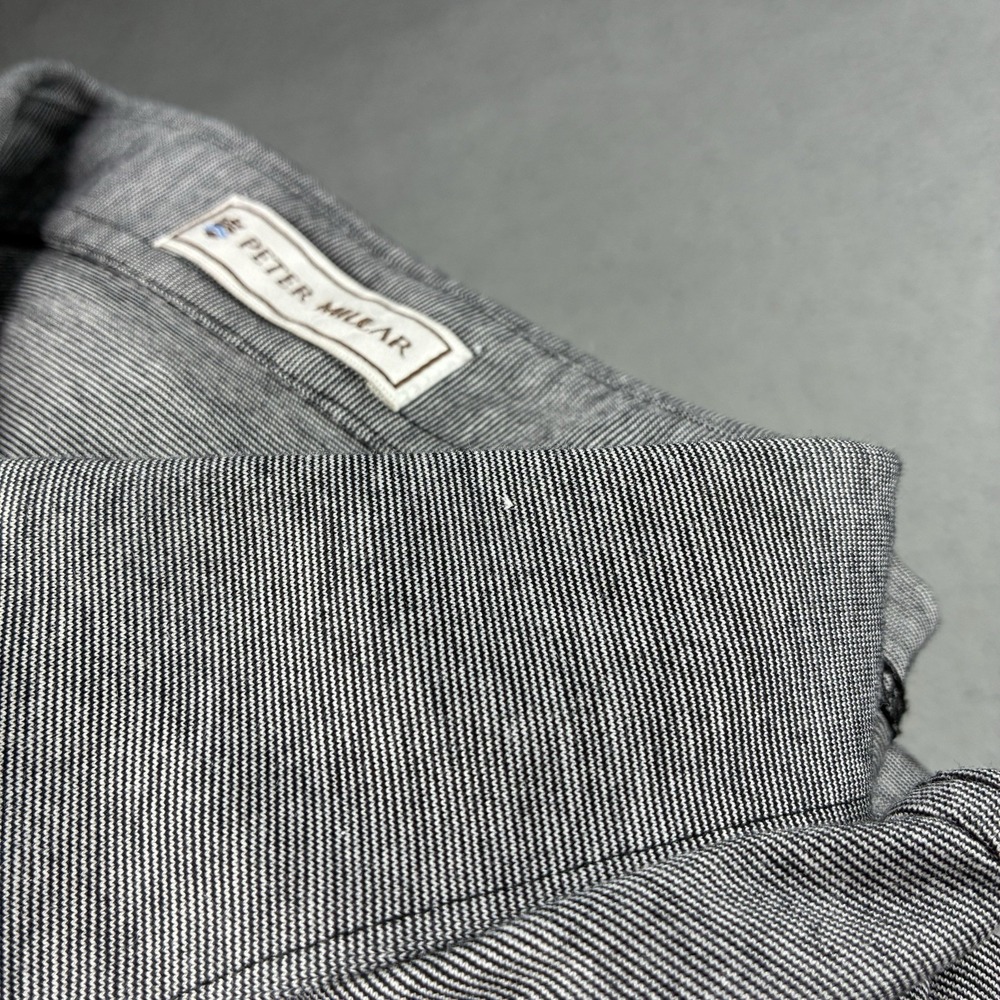 Peter Millar Polo Shirt Men's L Gray Striped Cotton Golf Jasna Polana TPC Logo - Picture 9 of 10